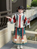 安妮優(yōu)兒（Anneyol）漢服女童冬季2025新款兒童國風(fēng)冬裝拜年服古風(fēng)加絨加厚古裝馬面裙 紅色套裝【上衣+裙子】 130 曬單實(shí)拍圖