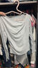 UR2026春季新款女流光風(fēng)不規則褶皺蕩領(lǐng)修身長(cháng)袖T恤UWG450208 冷灰 L 曬單實(shí)拍圖