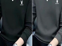 花花公子（PLAYBOY）男士衛衣加絨圓領(lǐng)打底衫衛衣男重磅長(cháng)袖T恤男秋冬季衣服男裝休閑 炭灰+淺灰 2XL 140-160斤 曬單實(shí)拍圖