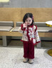 迪士尼拜年服女童國風(fēng)加絨套裝冬季2025新款兒童新年衣服冬裝寶寶過(guò)年服 紅色送包包 130 cm 曬單實(shí)拍圖