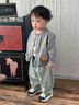 嘟嘟家【毛線(xiàn)繡】男童開(kāi)衫毛衣春裝兒童寬松百搭針織衫女童春季休閑外套 麻灰 90 曬單實(shí)拍圖