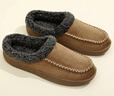 阿芙諾蒂出口男士厚底保暖秋冬橡膠防滑加厚半包跟居家用棉拖鞋 棕色41-42 曬單實(shí)拍圖
