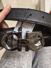 菲拉格慕（Ferragamo）腰帶男士商務(wù)雙面板扣皮帶牛皮 3.5CM寬 圣誕禮物 送男友禮盒裝 黑棕荔枝紋/槍色扣679710-689134 曬單實(shí)拍圖