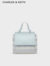 CHARLES&KEITH時(shí)尚拼色編織雙肩背包女生日禮物新年禮物送女友CK11-60782356 Sea Salt Blue海鹽藍/米色 R 曬單實(shí)拍圖