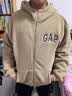 蓋璞（GAP）男女裝毛氈布logo仿羊羔絨連帽衛衣外套609272 卡其色 M (170/92A) 亞洲尺碼 曬單實拍圖