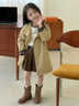 饞嘴狗（CHANZUIGOU）童裝女童韓系松弛感風(fēng)衣外套2026春季新款洋氣格紋拼接上衣 卡其色 140 cm 曬單實(shí)拍圖