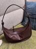 裘真新年禮物 【明星同款】植鞣羊皮月牙hobo包通勤單肩腋下包包女 咖啡色（偏深）小號 小包/大包 曬單實(shí)拍圖