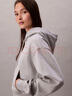 Calvin KleinJeans春秋女士美式運動(dòng)風(fēng)休閑通勤ck老花刺繡寬松連帽短款衛衣 曬單實(shí)拍圖