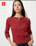 優(yōu)衣庫女裝羅紋亨利領(lǐng)T恤/長(cháng)袖修身短款內搭打底479591 487908 487908/17棗紅色 L 曬單實(shí)拍圖