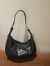 裘真新年禮物 【明星同款】植鞣羊皮月牙hobo包通勤單肩腋下包包女 黑色小號 小包/大包 曬單實(shí)拍圖