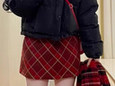 浪莎毛呢格子半身裙女冬季2025新款顯瘦高腰a字包臀裙小個(gè)子短裙 曬單實(shí)拍圖