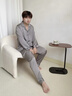 LULU CARTER100%桑蠶絲大碼長(cháng)袖真絲睡衣男士新款高檔絲綢舒適家居服禮盒套裝 青灰男【長(cháng)袖+長(cháng)褲】 XL 建議130-150 曬單實(shí)拍圖