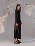 例外（EXCEPTION）新中式女裝新款 秋冬立領(lǐng)中長(cháng)款冷染工藝H型連衣裙 黑色/99 M 曬單實(shí)拍圖