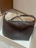 裘真新年禮物【明星推薦】經(jīng)典hobo包植鞣牛皮腋下通勤休閑餃子女包 咖啡色-小號 小包/大包 曬單實(shí)拍圖