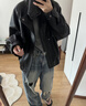 UR2026春季新款女時(shí)尚摩登酷颯平駁西裝領(lǐng)口袋外套UWG150172 黑色 (偏寬松) XS 曬單實(shí)拍圖