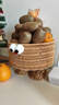 獵玄桌面收納筐仿藤編織收納籃子卡通零食雜物玩具收納筐塑料水果籃筐 【可愛(ài)收納筐】 25*25*21cm 曬單實(shí)拍圖