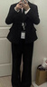 MOVK黑色西裝外套女士小個(gè)子大學(xué)生職業(yè)面試正裝高級休閑西服套裝 黑色(四?？畚餮b+百褶半裙) 更多人購買(mǎi) 送腰帶 S  (91-105斤) 曬單實(shí)拍圖