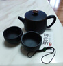 云南建水紫陶素面黑漢瓦壺茶壺紫陶壺大口石瓢壺可提可轉家用手工 【常規容量】220毫升+2小杯 曬單實(shí)拍圖