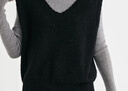 金菊特價(jià)綿羊毛100%女式背心2025秋季新款彩紗疊穿百搭無(wú)袖羊毛衫馬甲 黑色 M 曬單實(shí)拍圖