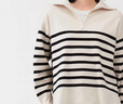 MUJI女式 米蘭諾羅紋編織半拉鏈毛衣女款針織衫25年冬季 女裝 上衣 米白色條紋 S (155/80A) 曬單實(shí)拍圖
