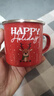 圣誕禮物搪瓷杯馬克杯高顏值喝水杯辦公室咖啡杯伴手禮 紅色包邊鹿happy 1個(gè) 350ml 曬單實(shí)拍圖