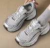 達芙妮老爹鞋女鞋新款百搭透氣休閑厚底運動(dòng)鞋 銀色  36  曬單實(shí)拍圖