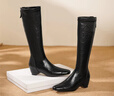 妙麗（Millies）高級羊皮顯瘦不過(guò)膝高筒靴加絨長(cháng)靴女顯腿直超模長(cháng)筒靴 黑色 36 曬單實(shí)拍圖