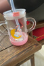 富光 玻璃杯家用兒童牛奶杯子帶刻度耐熱吸管水杯喝奶杯微波爐可加熱 曬單實(shí)拍圖