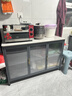 帥仕（shuaishi）廚房置物架落地巖板餐邊收納柜櫥柜微波爐烤箱鍋具儲物架碗柜用具 【免釘安裝】灰3層120長(cháng)45深-可調高丨特厚強承重 曬單實(shí)拍圖
