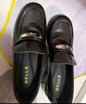 百麗（Belle）復古擦色牛皮樂(lè )福鞋女2026春新商場(chǎng)款高跟通勤樂(lè )福鞋F2H1DAA6預售 黑色 38 (240mm) 曬單實(shí)拍圖