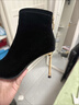 卓詩(shī)尼絨面法式彈力襪靴女2025秋季新款尖頭細高跟短靴瘦瘦靴 黑色 37 曬單實(shí)拍圖