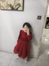 富羅迷女童連衣裙冬季加絨保暖新中式紅色禮服裙兒童公主裙 紅色 130cm  曬單實(shí)拍圖