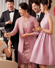 紫魅俏年輕喜婆婆婚宴裝媽媽婚禮服結婚喜服2025春秋季高貴假兩件連衣裙 藕粉色【七分袖】 2XL (建議125-135斤) 曬單實(shí)拍圖
