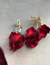 黛若紅色耳夾無(wú)耳洞女大耳環(huán)墜氣質(zhì)個(gè)性名媛夸張耳飾高級秋冬新年喜慶 曬單實(shí)拍圖