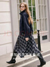 香影不規則格子毛呢半身裙女2026春季新款垂感流蘇中長(cháng)款a字裙子 藏青 M 160/64A/95-110斤 曬單實(shí)拍圖