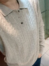 TEASEL 及適「暖意柔冬」新年騏驥BABY級羊絨云柔感POLO領(lǐng)立體絞花毛衣女 燕麥色（72小時(shí)內發(fā)貨） L 曬單實(shí)拍圖
