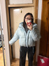 茵曼快熱紗無(wú)膽羽絨服2025冬女裝新款立體絨包短保暖外套 海藍色 L 曬單實(shí)拍圖