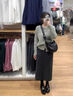 望辰灰色a字半身裙女2026新款早春萊賽爾開(kāi)叉中長(cháng)款包臀羊毛呢裙子 深灰色 S 85-95斤 曬單實(shí)拍圖