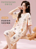芬騰可安（FENTENGCARE）女士睡衣女夏季100%純棉短袖七分褲圓領(lǐng)套頭舒適可外穿家居服Q2 曬單實(shí)拍圖