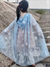冰雪奇緣愛(ài)莎公主披風(fēng)斗篷同款披風(fēng)艾莎公主披風(fēng)兒童節女孩禮物 藍色雪花披風(fēng)+愛(ài)心棒+皇冠 （四季款） 均碼 75cm 適合3-10歲 曬單實(shí)拍圖