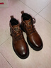 木林森馬丁靴男2025秋冬季加絨棉靴新款真皮時(shí)尚高幫皮靴復古厚底工裝靴 棕色-單內里款 41 標準皮鞋尺碼 曬單實(shí)拍圖