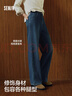 森馬（Semir）牛仔褲女抓毛闊腿褲港風(fēng)冬季2025顯腿長(cháng)拖地褲ins潮109725124002 曬單實(shí)拍圖