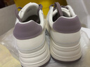 百麗（Belle）時(shí)尚掛飾小白鞋女2026春新厚底增高百搭休閑板鞋B3057AM6預售 米色/紫 38 曬單實(shí)拍圖