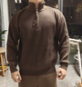 馬克華菲美式半拉鏈立領(lǐng)毛衣男2025秋冬新款復古加絨保暖針織衫2111 咖啡色306 M 170 曬單實(shí)拍圖