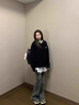 莜仙格大碼胖mm美式復(fù)古毛邊微喇叭牛仔褲女春秋高腰修身顯瘦馬蹄褲子潮 復(fù)古藍(lán) L 曬單實(shí)拍圖