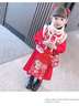 憶愛(ài)女童拜年服國風(fēng)漢服秋冬款兒童喜慶唐裝女孩加厚套裝洋氣過(guò)年衣服 紅色（裙子+馬甲+圍脖+包包） 120 (建議110-120cm) 曬單實(shí)拍圖