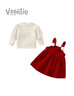 凡獵女童連衣裙冬裝洋氣兒童加絨公主裙生日寶寶一周歲禮服抓周拜年服 紅色（不配包包） 80 曬單實(shí)拍圖