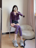 拾襪記【溫感變色】運動(dòng)護膝腿套紫色防下滑顯瘦小腿襪跑步長(cháng)筒過(guò)膝襪套 曬單實(shí)拍圖