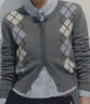 UR秋季新款女裝復古學(xué)院菱格紋針織開(kāi)衫UYL950141+ 冷灰格子 XL 曬單實(shí)拍圖