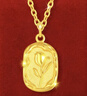 中國黃金（CHINA GOLD）黃金項鏈女士足金郁金香吊墜花型媽媽款婦女節生日禮物送女友老婆 （刻字/賀卡）郁金香吊墜【贈銀鏈】約1.8g 曬單實(shí)拍圖